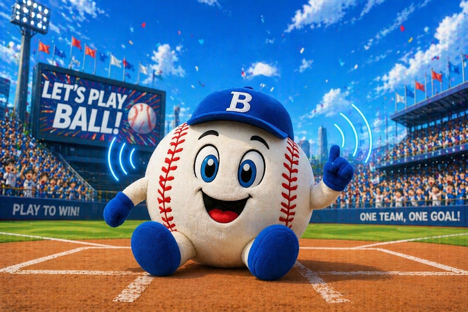 Prototipo de peluche mascota de béisbol