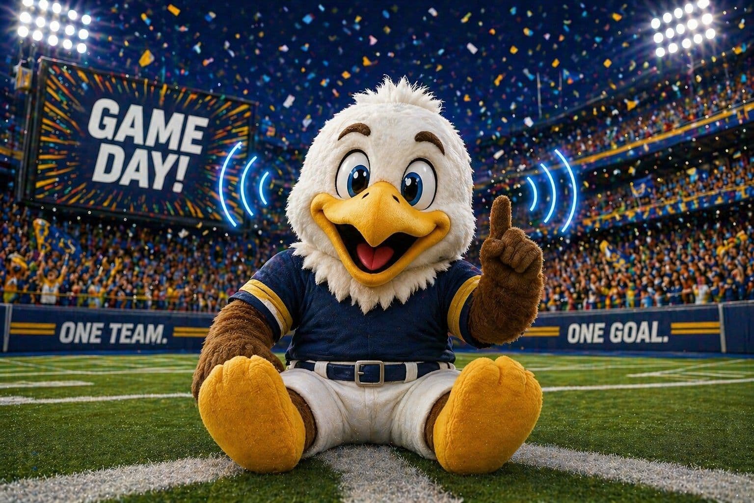 Prototipo de peluche mascota de fútbol americano